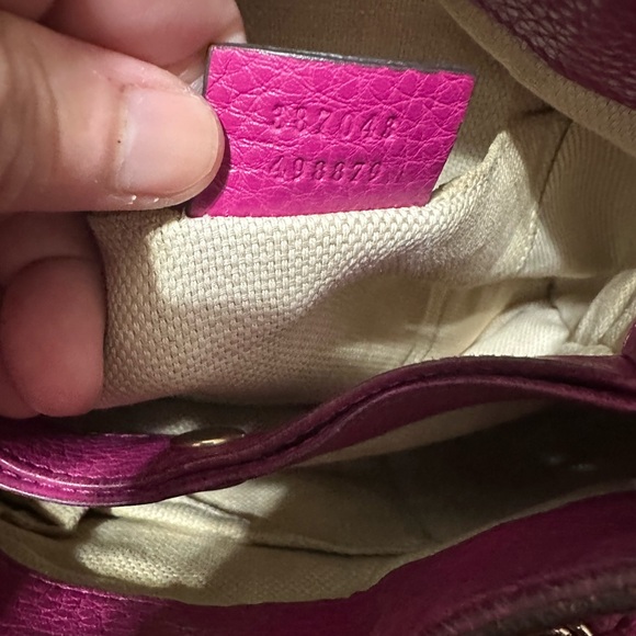 GUCCI ❤️🌟SOHO MAGENTA PEBBLED LEATHER TOTE⭐️ - Picture 11 of 15